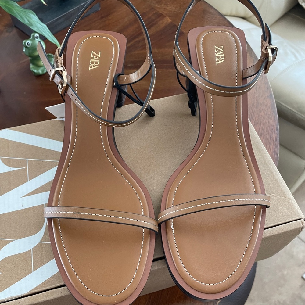 Zara Tan Leather Women's Sandals